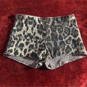 SHEIN Gray Leopard Sequin High Waist Shorts